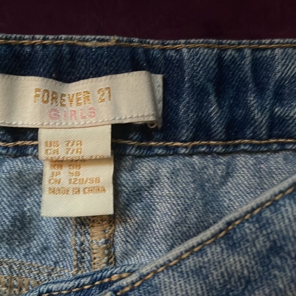 Forever 21 Girls - Denim Distressed Skirt - Size 7/8 With 5 Pockets - Picture 5 of 8